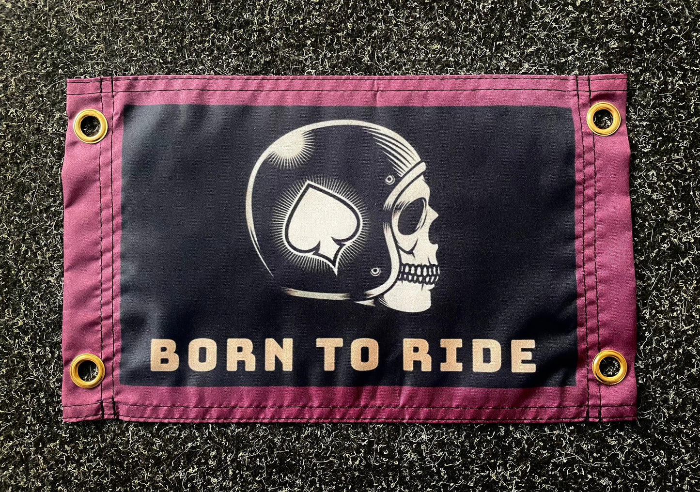 'BORN TO RIDE - SKULL RIDER' Mini Flag Pennant