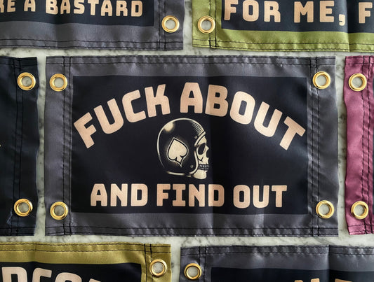 'F ABOUT AND FIND OUT - SKULL RIDER' Mini Flag Pennant