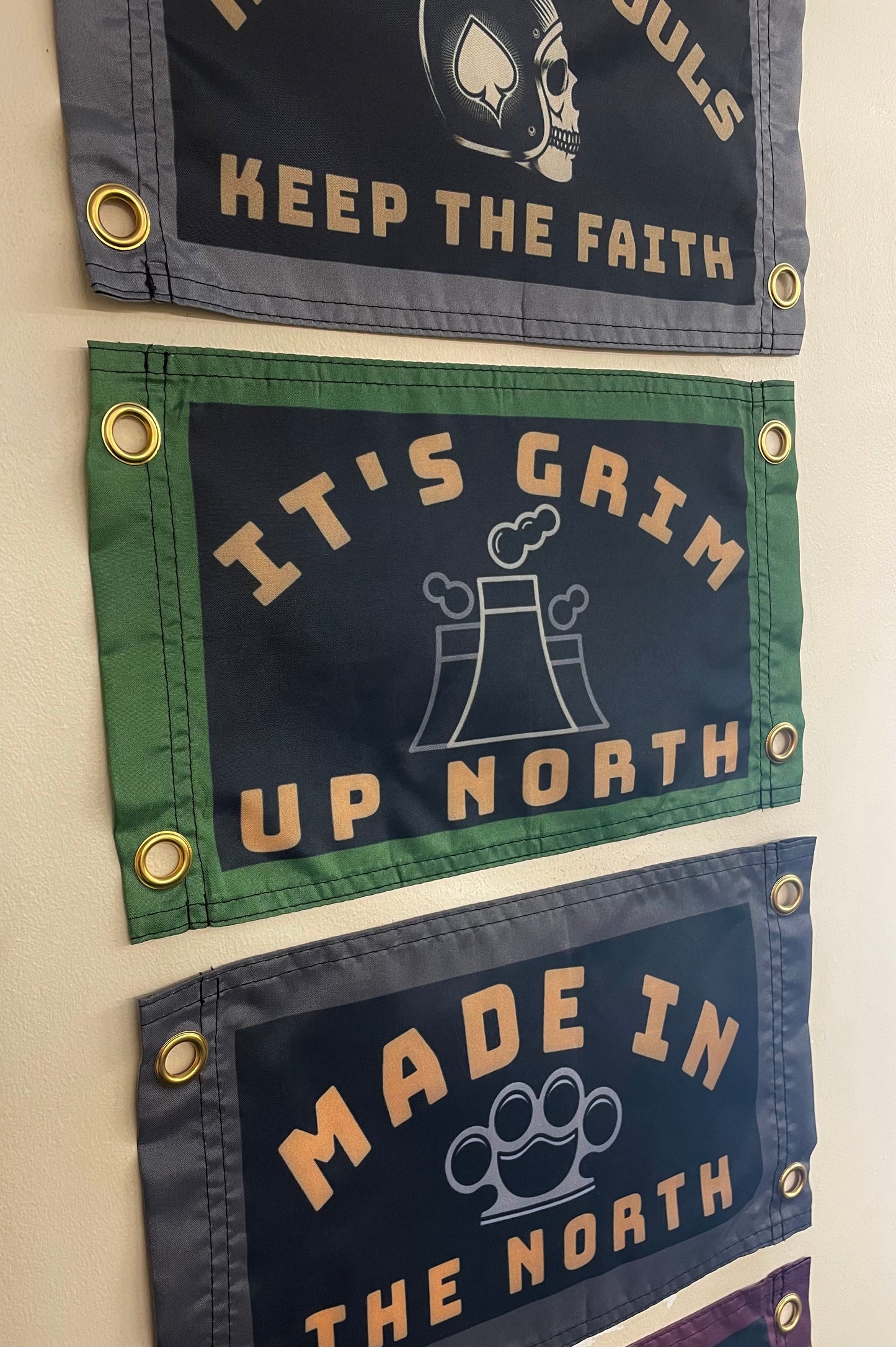 'GRIM UP NORTH' Mini Flag Pennant