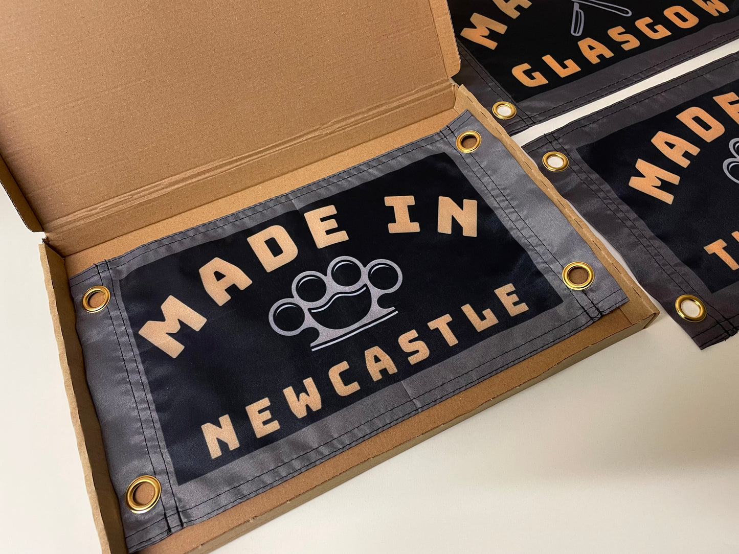 'MADE NEWCASTLE - KNUCKLEDUSTER' Mini Flag Pennant